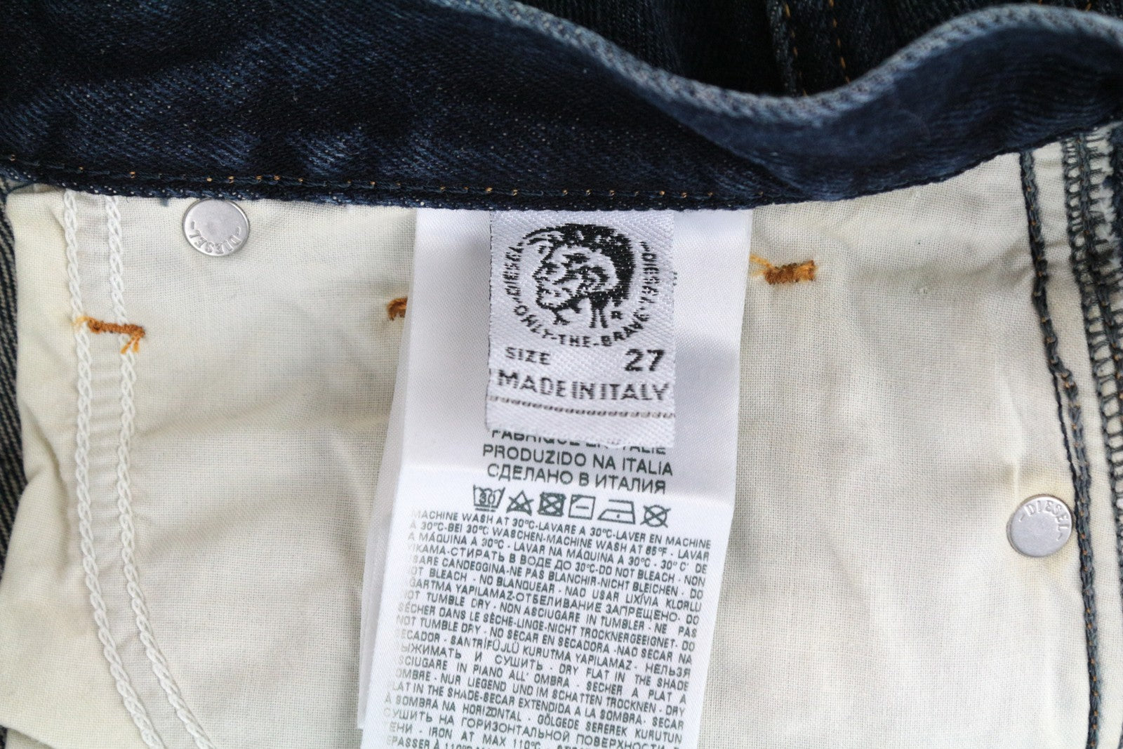 DIESEL Alys 084ZK Women Jeans W27/L30 Straight Fit Washed Dark Blue Pure Cotton