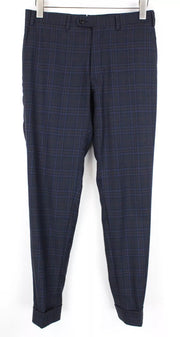 SUITSUPPLY Lazio Men Trousers UK36 Blue Pure Wool Checked Lined Pleated