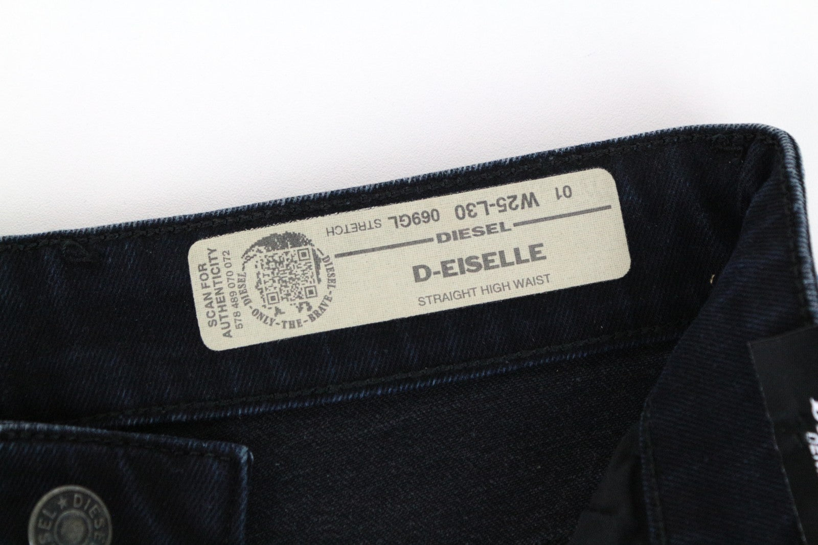 DIESEL D-Eiselle 069GL Women Jeans W25/L30 Straight Fit Navy Cotton Stretch