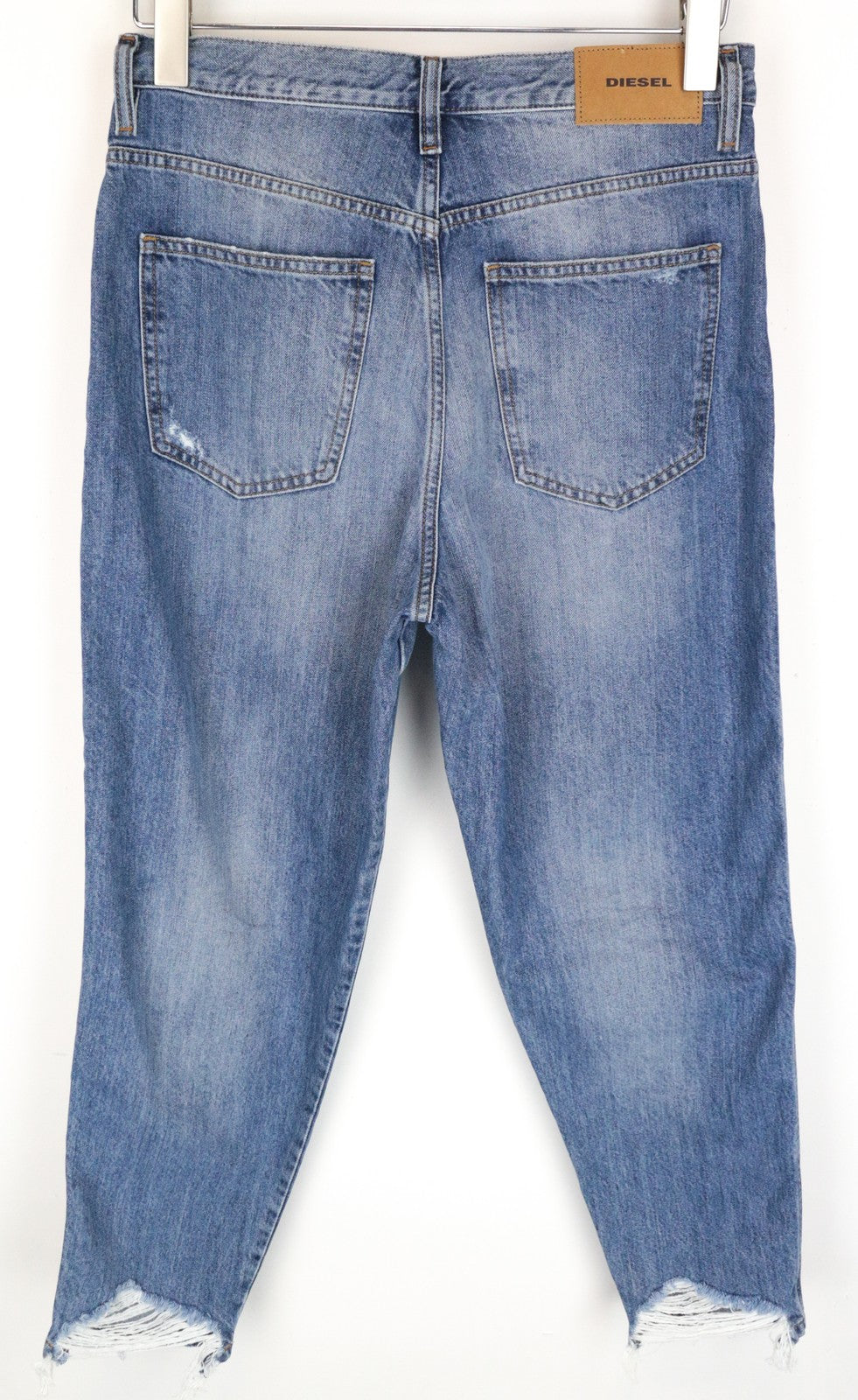 DIESEL Alys 084ZE Women Jeans W28/L30 Straight Fit Blue Pure Cotton Distressed
