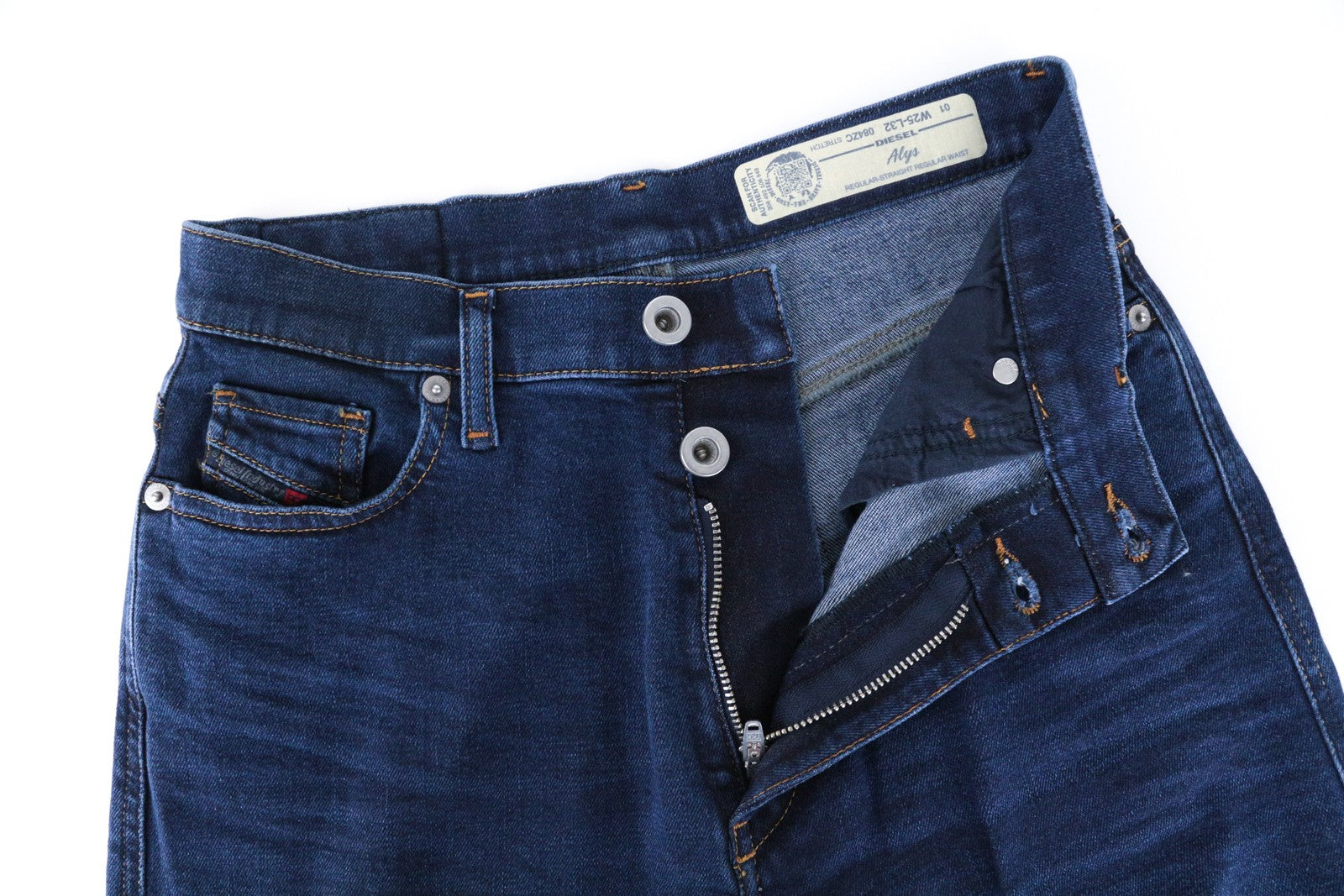 DIESEL Alys 084ZC Women Jeans W25/L32 Straight Fit Blue Cotton Stretch Denim