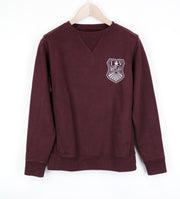 REPLAY Men Sweatshirt S Burgundy Red Pure Cotton Logo Long Sleeved Pull On