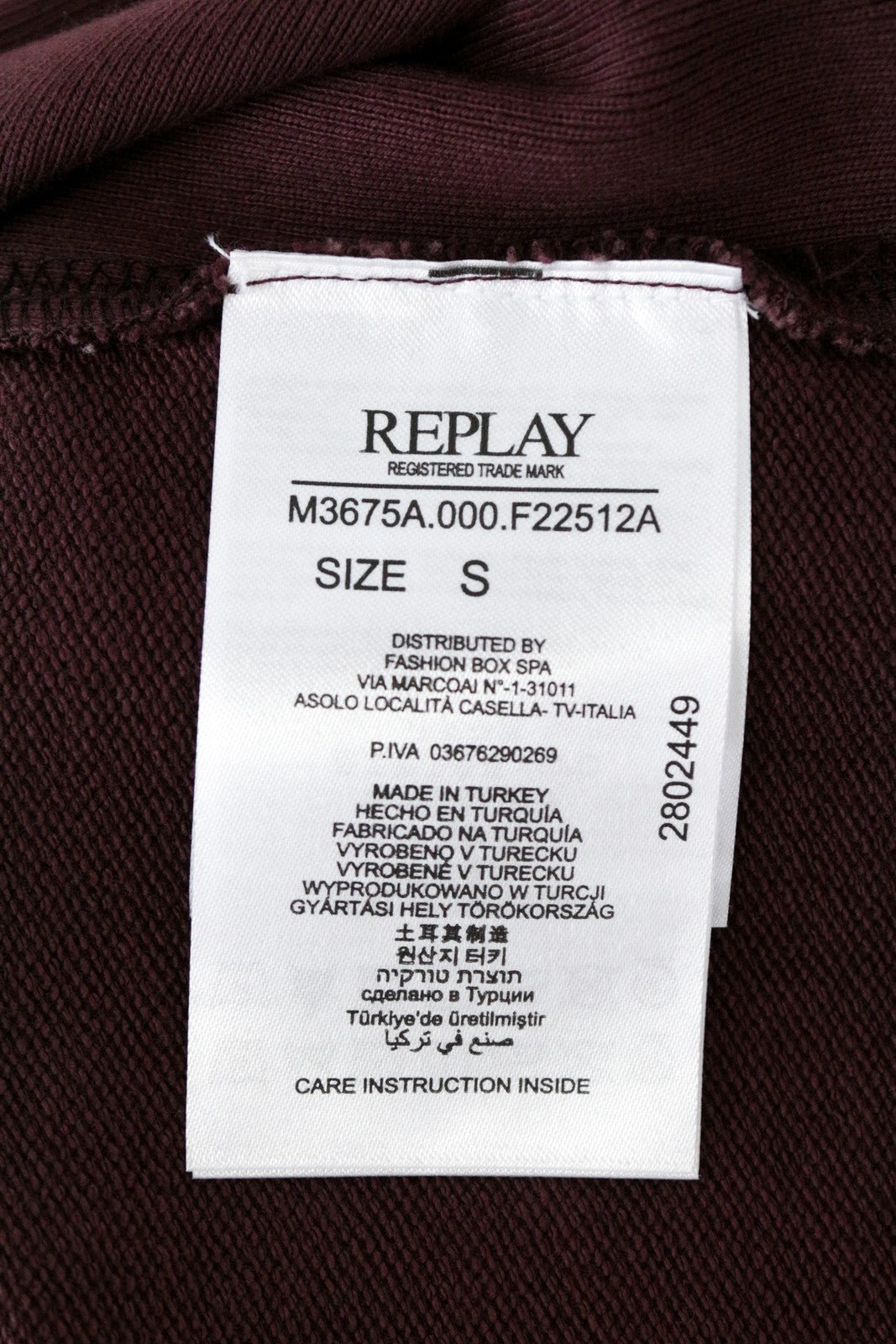REPLAY Men Sweatshirt S Burgundy Red Pure Cotton Logo Long Sleeved Pull On