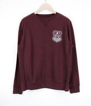 REPLAY Men Sweatshirt L Burgundy Red Casual Cotton Logo Long Sleeved Pull On