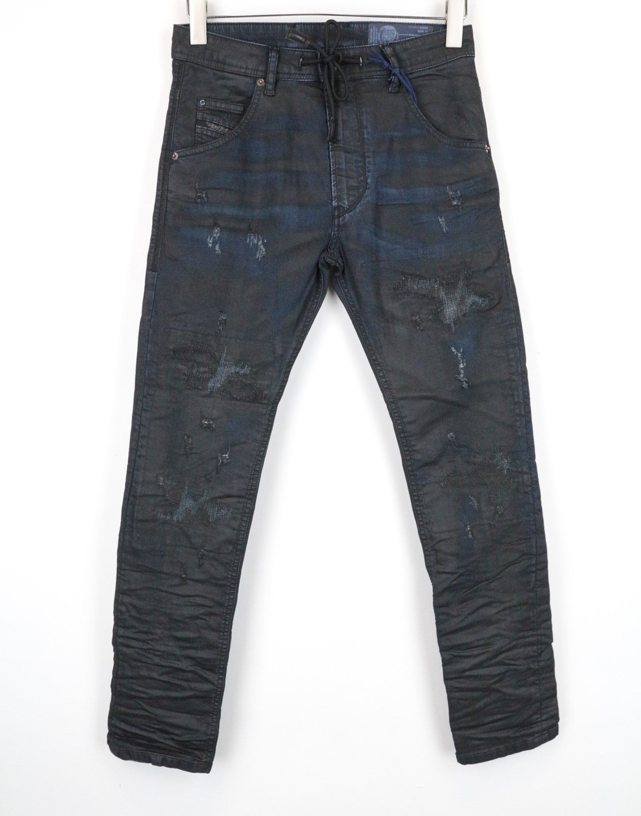 DIESEL Krooley CB-NE 0680B Men Jeans W26 Blue Jogg Sweat Coated Slim Carrot