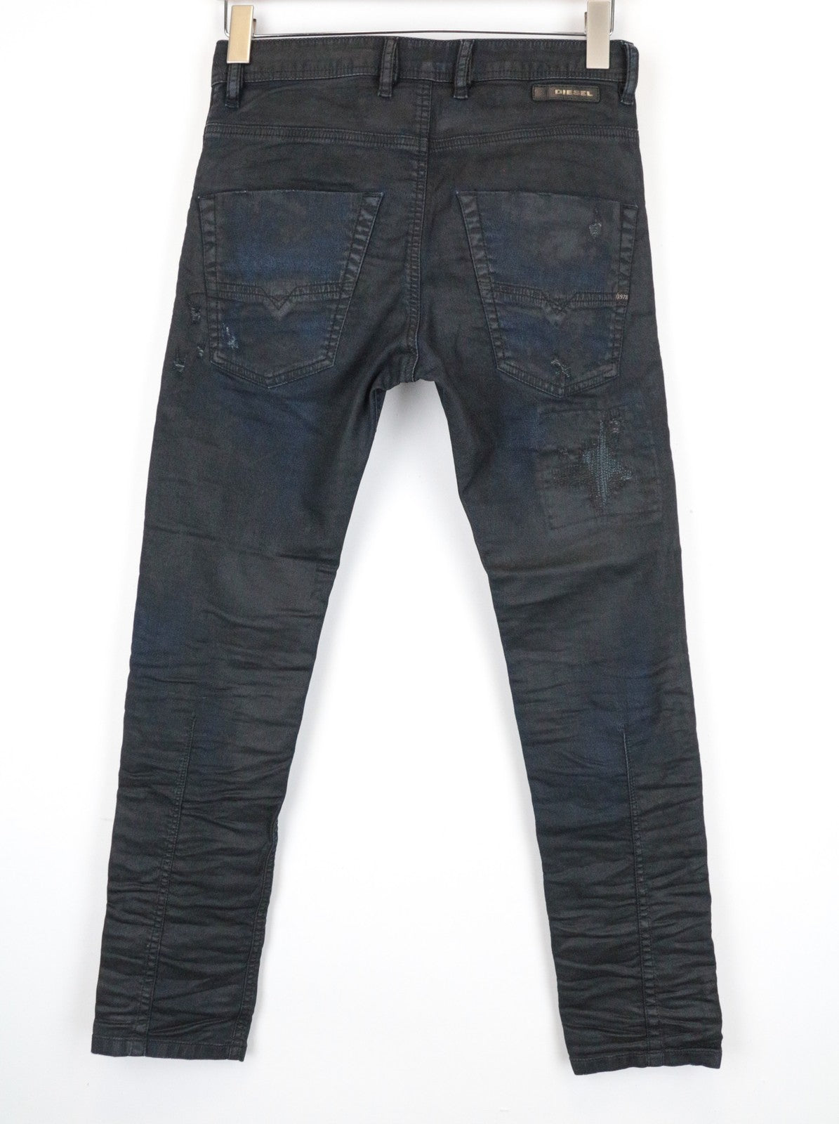 DIESEL Krooley CB-NE 0680B Men Jeans W26 Blue Jogg Sweat Coated Slim Carrot