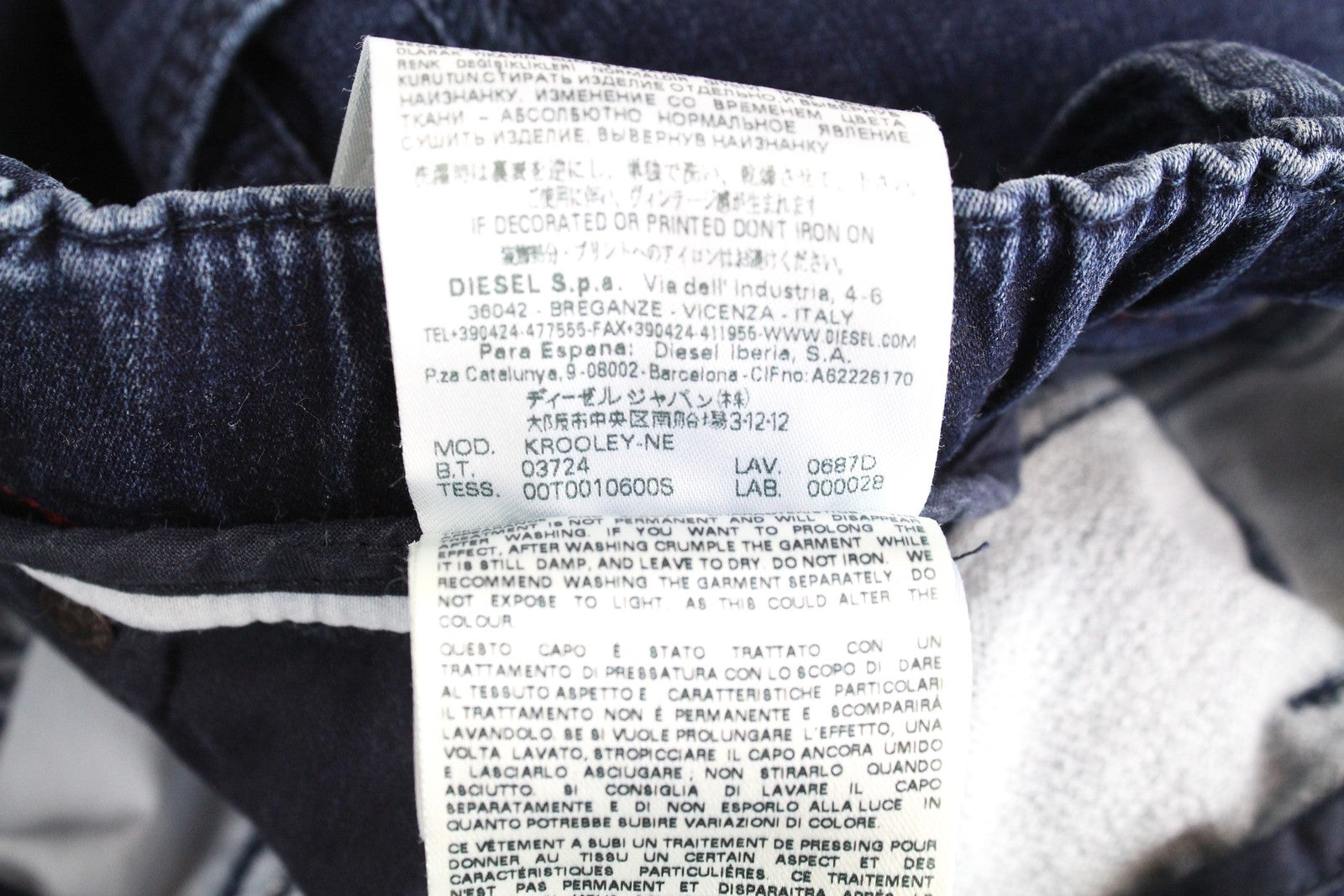 DIESEL Krooley-NE 0687D Men Jeans W26 Jogg Sweat Boys Blue Washed Slim Carrot