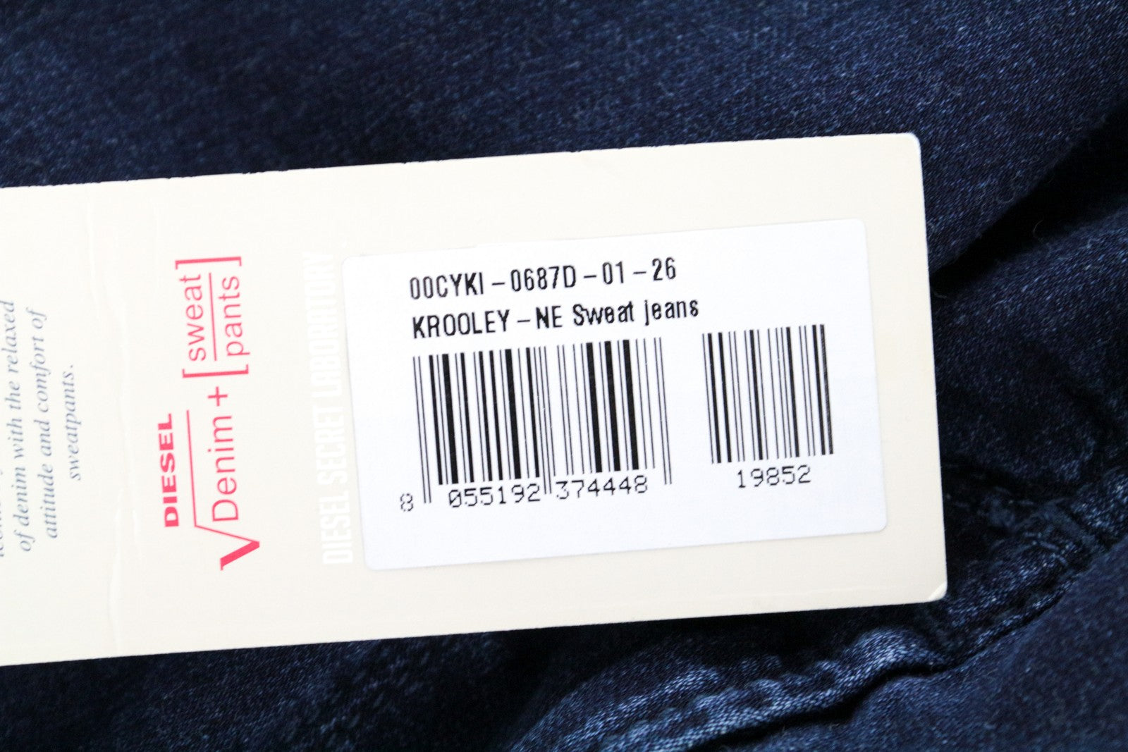 DIESEL Krooley-NE 0687D Men Jeans W26 Jogg Sweat Boys Blue Washed Slim Carrot