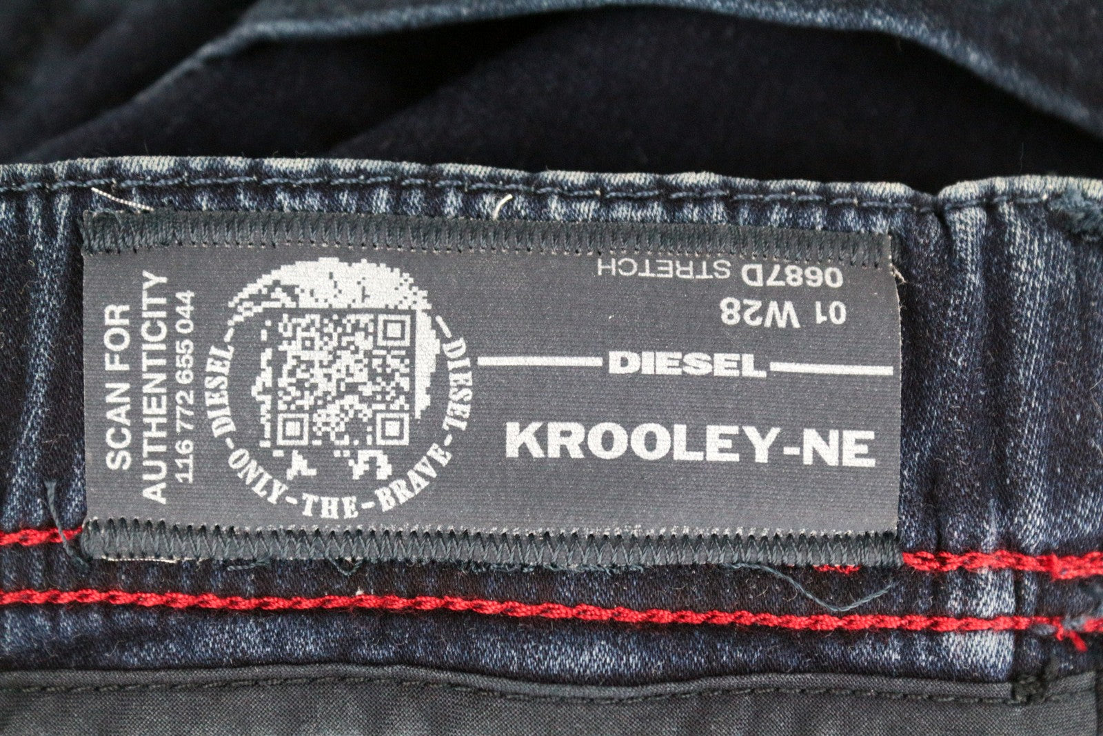 DIESEL Krooley-NE 0687D Men Jeans W28 Jogg Sweat Zip Blue Stretch Slim Carrot