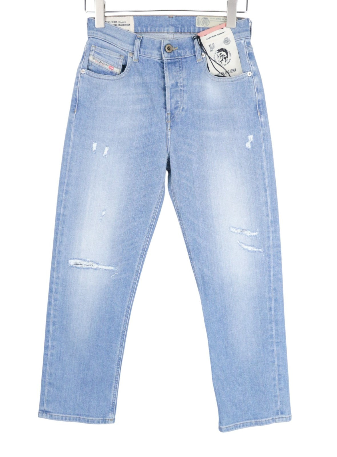 DIESEL Aryel 0890D Women Jeans W25/L32 Stretch Distress Blue Regular Straight