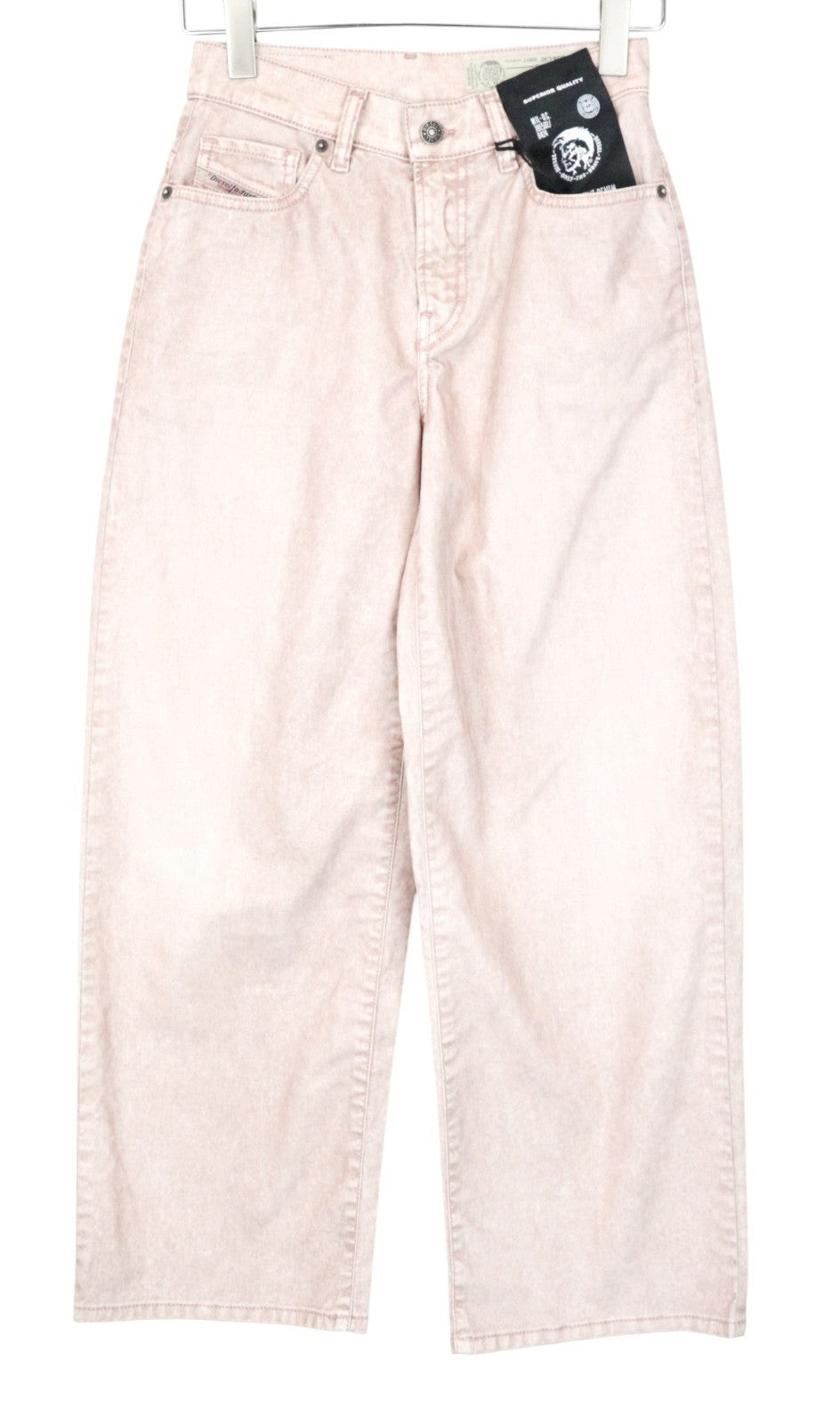 DIESEL Widee 0091T Women Jeans W25/L30 Flared Pink Velvet Stretch Straight