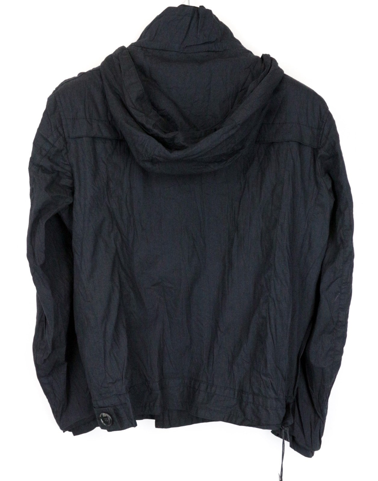 RICHMOND Men Jacket IT48 Black Double-Breasted Crinkled Cotton Blended Hood