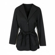 DENHAM Moonlight Women Jacket XS Solid Cinder Black Belted Buttoned Collared
