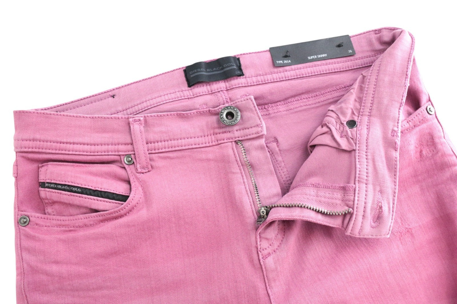 DIESEL BLACK GOLD Type-2614 BG8KM Women Jeans W26 Super Skinny Pink Stretch