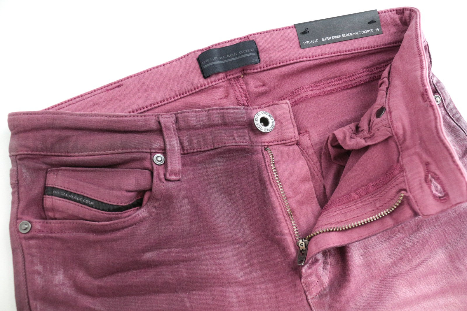 DIESEL BLACK GOLD Type-161C BG8LG Women Jeans W29 Super Skinny Cropped Purple