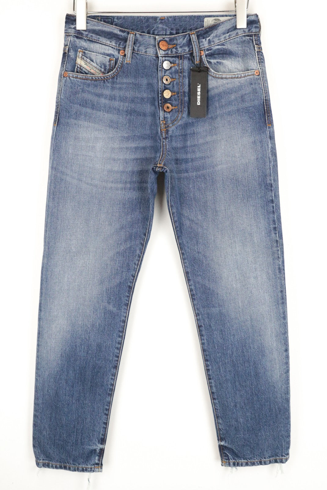 DIESEL Mharky-B 085AG Men Jeans W28/L30 Slim Skinny Plain Washed Cotton Blue