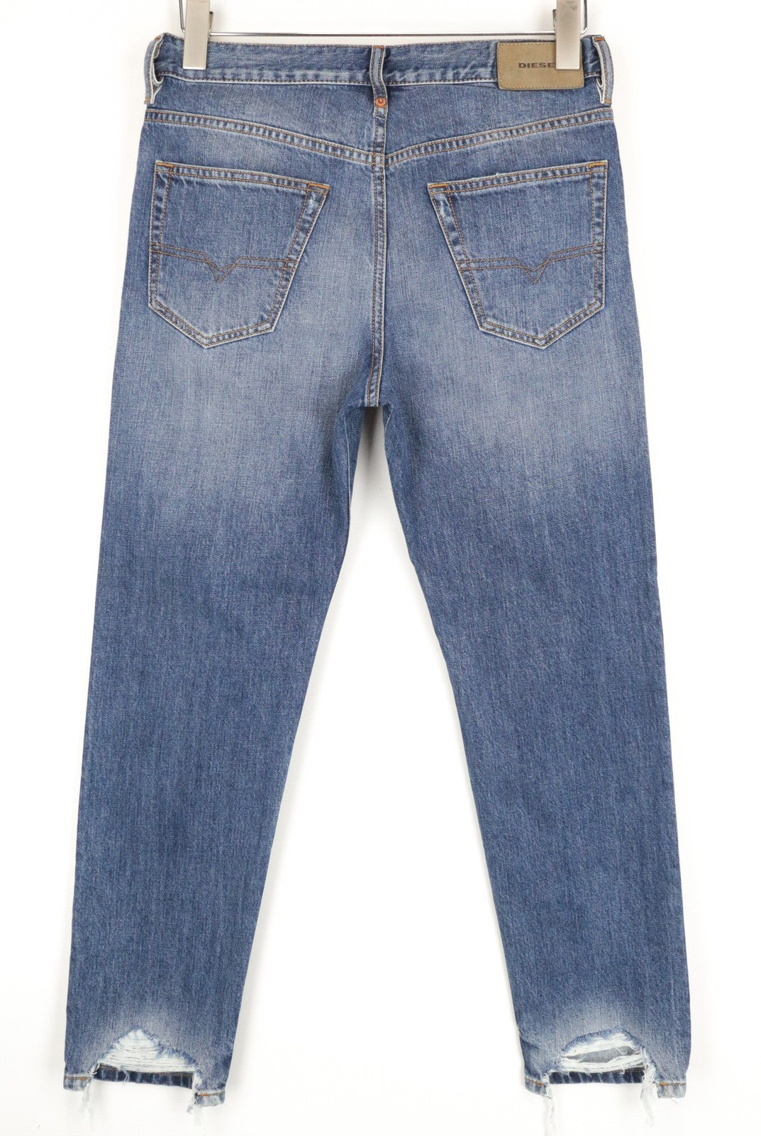 DIESEL Mharky-B 085AG Men Jeans W28/L30 Slim Skinny Plain Washed Cotton Blue