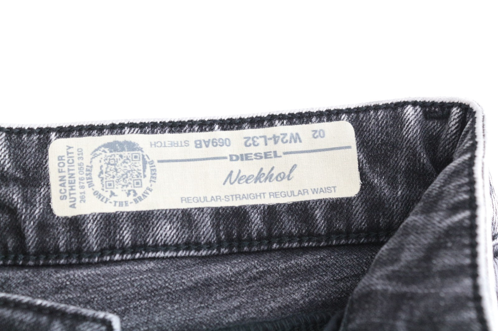DIESEL Neekhol 069AB Women Jeans W24/L32 Straight Grey Stretch Ripped Girls