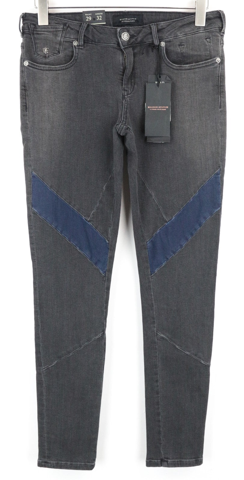 MAISON SCOTCH La Parisienne Women Jeans W29/L32 Skinny Fit Grey Cotton Stretch