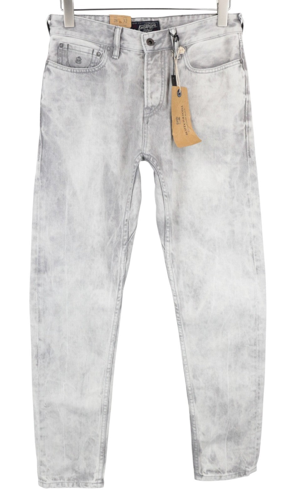 SCOTCH & SODA Dean Men Jeans W28/L32 Loose Taper Fit Pure Cotton Light Grey