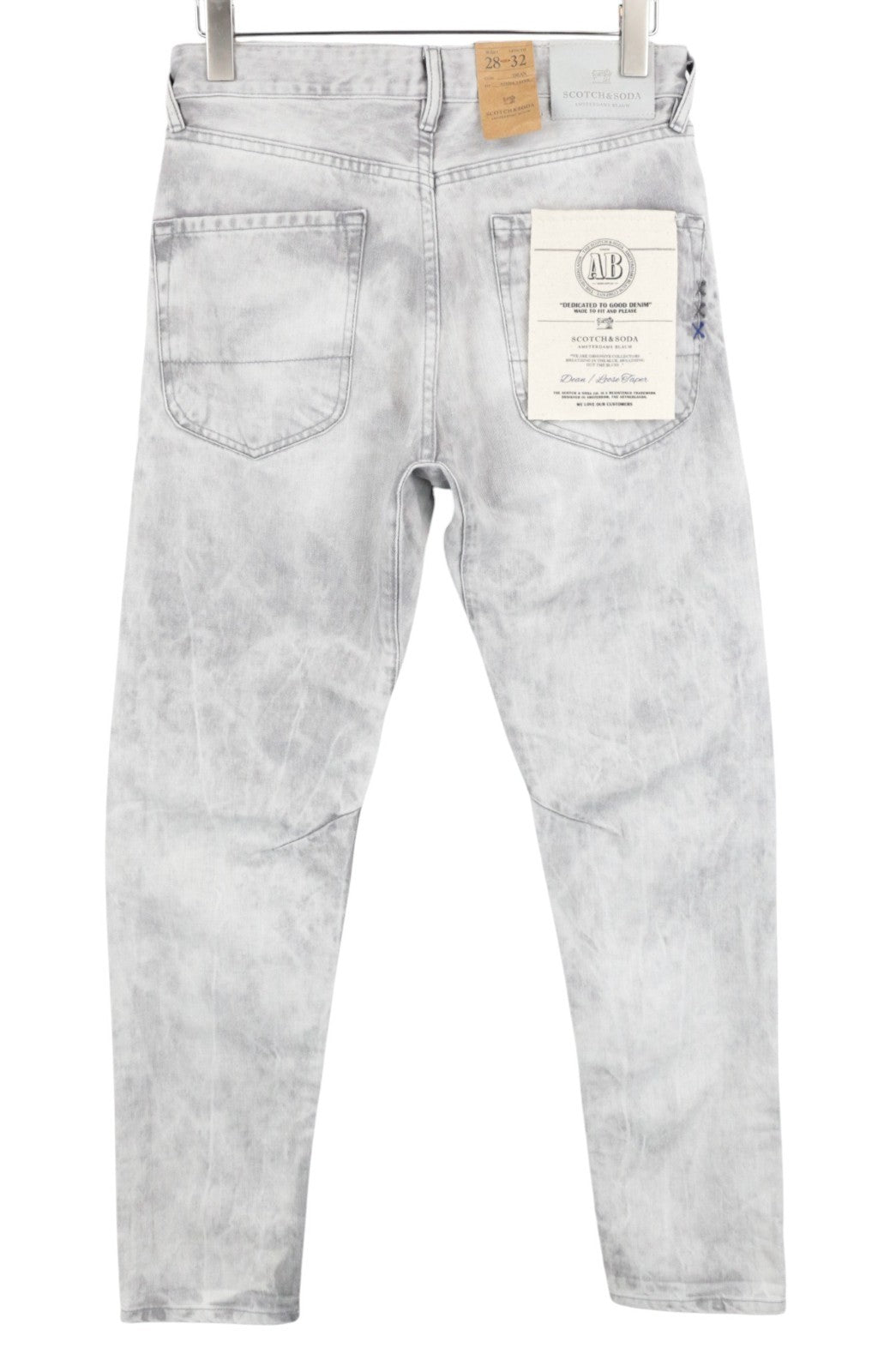 SCOTCH & SODA Dean Men Jeans W28/L32 Loose Taper Fit Pure Cotton Light Grey