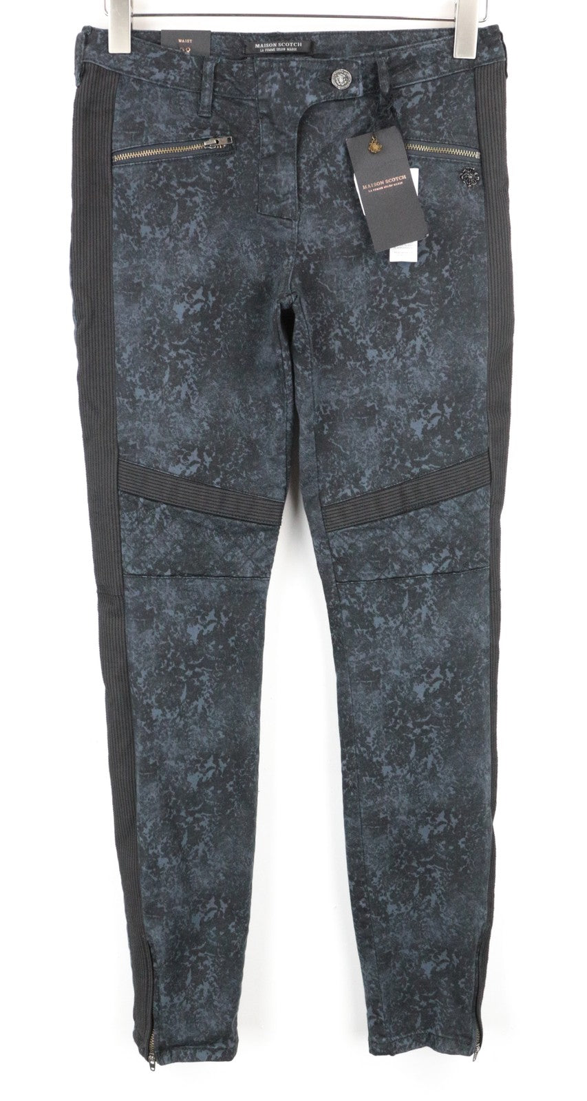 MAISON SCOTCH Women Jeans W28 Skinny Fit Grey Blue Patterned Cotton Stretch
