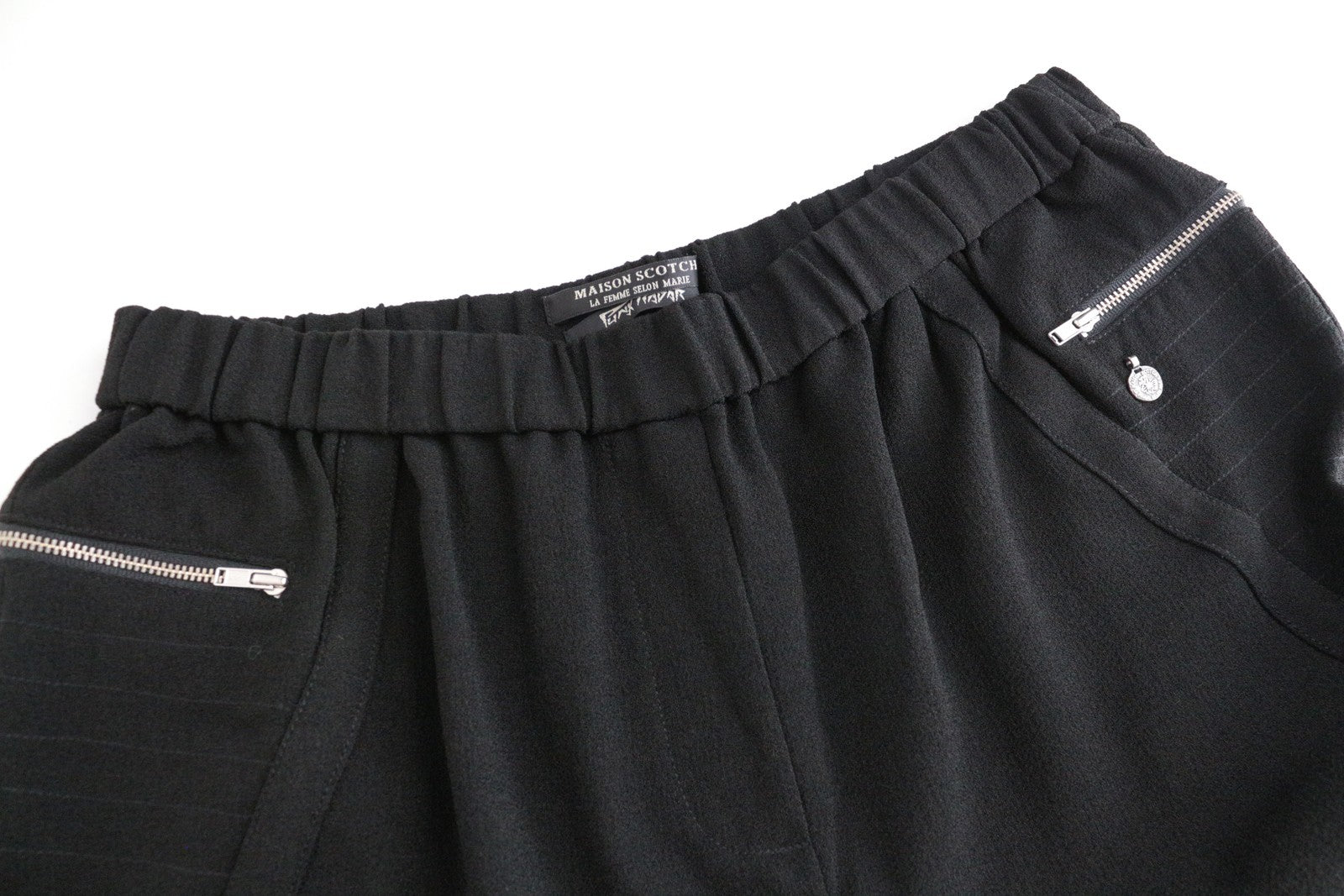 MAISON SCOTCH Women Trousers M Black Pull On Stretch Zip Pockets Casual