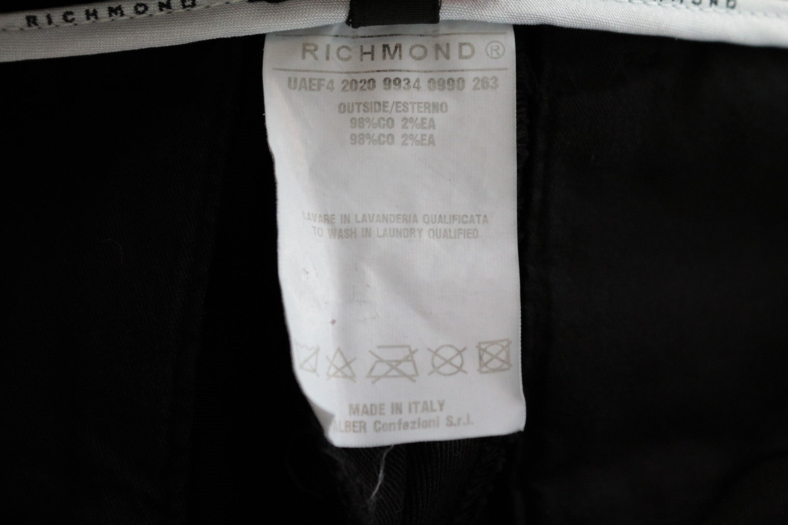 RICHMOND Men Trousers 48 W32 Black Cotton Stretch Pleated Front Casual