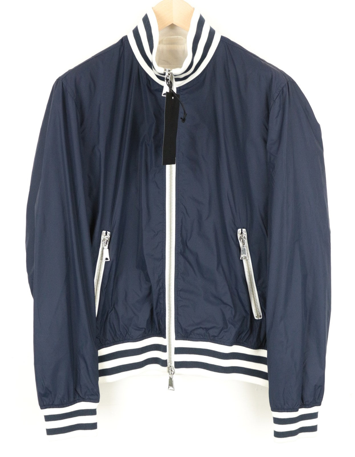 RICHMOND Men Jacket 50 L Blue Single-Breasted Lined Long Sleeve Zipped Bomber