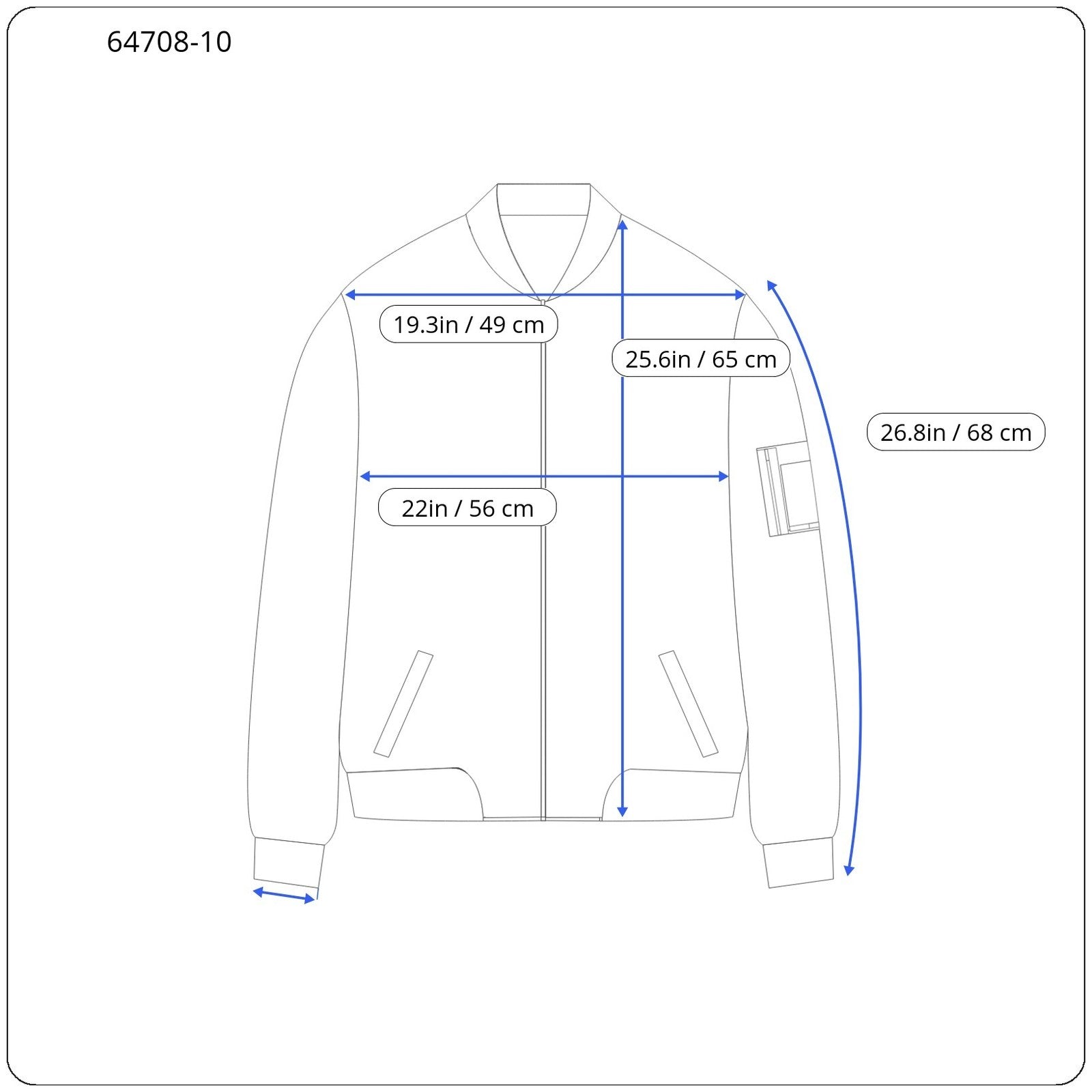 RICHMOND Men Jacket 50 L Blue Single-Breasted Lined Long Sleeve Zipped Bomber