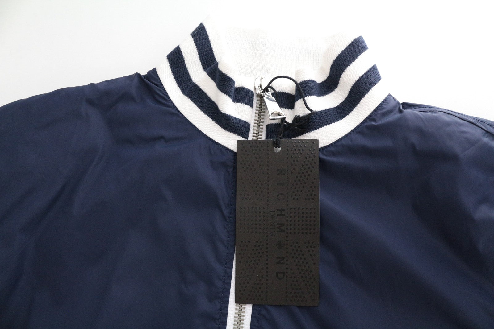RICHMOND Men Jacket 50 L Blue Single-Breasted Lined Long Sleeve Zipped Bomber