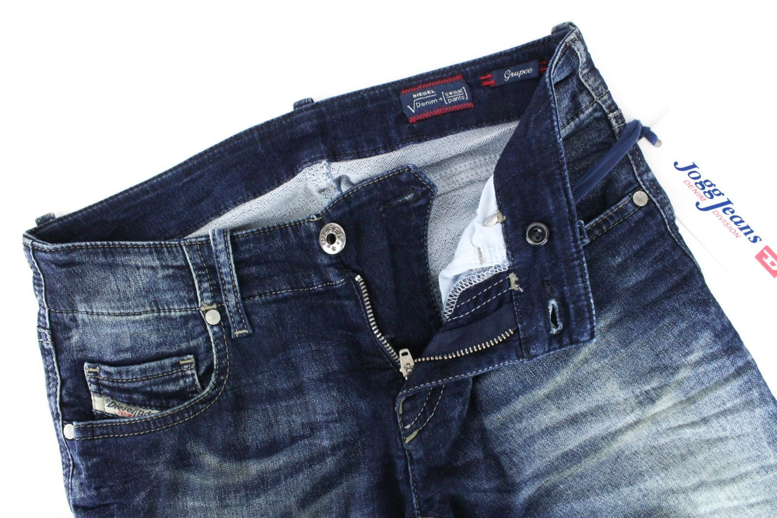 DIESEL Grupee-NE 0601L Women Jeans W25 Jogg Sweat Super Slim Stretch Dark Blue
