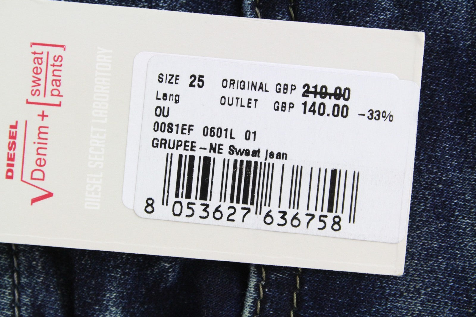 DIESEL Grupee-NE 0601L Women Jeans W25 Jogg Sweat Super Slim Stretch Dark Blue