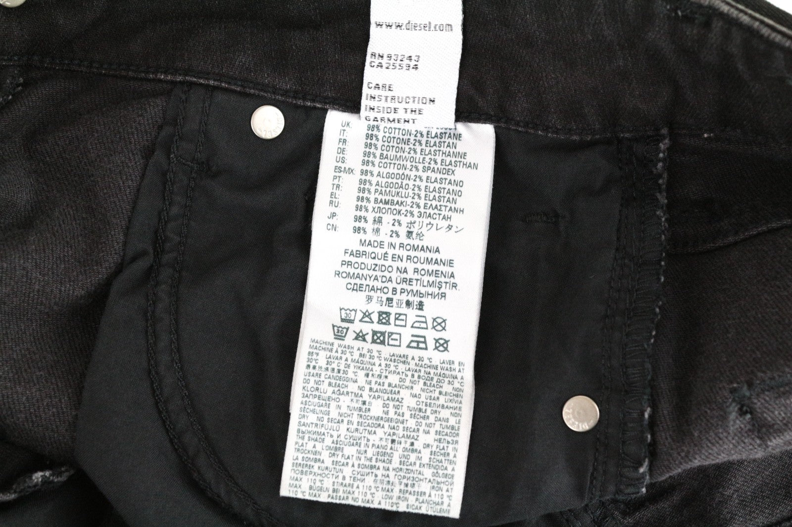 DIESEL Aryel 069JD Women Jeans W24/L32 Girls Stretch Regular Straight Fit Black