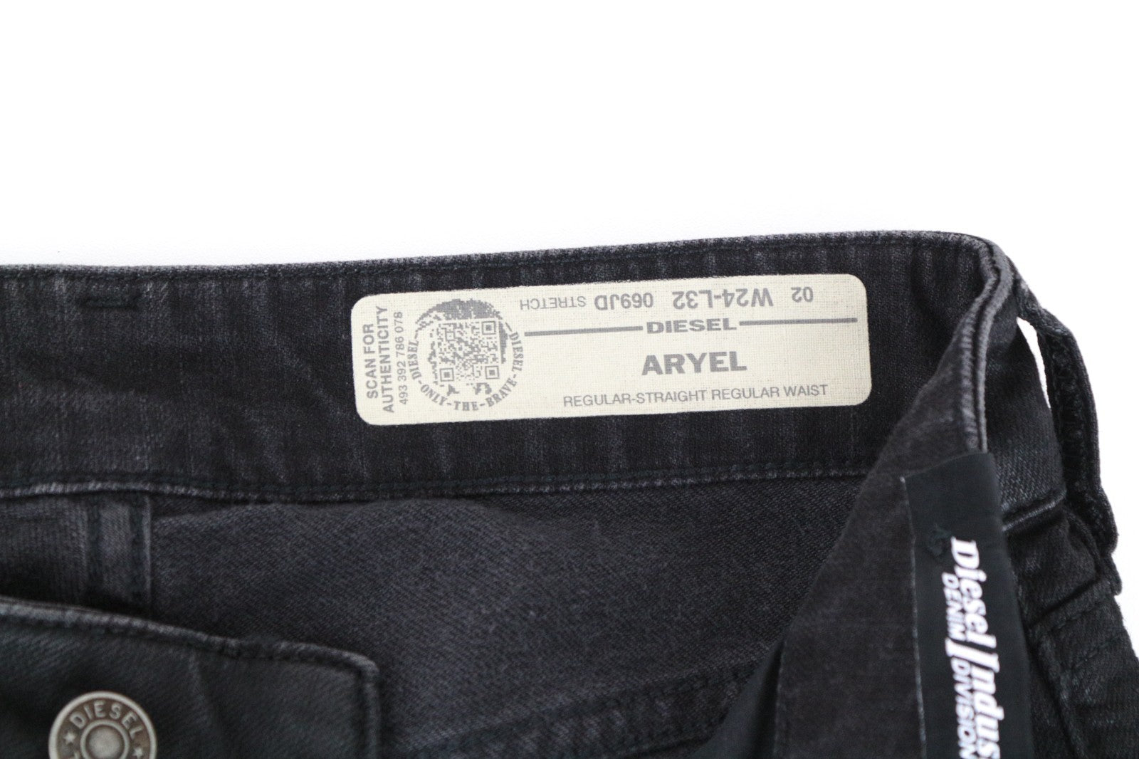 DIESEL Aryel 069JD Women Jeans W24/L32 Girls Stretch Regular Straight Fit Black