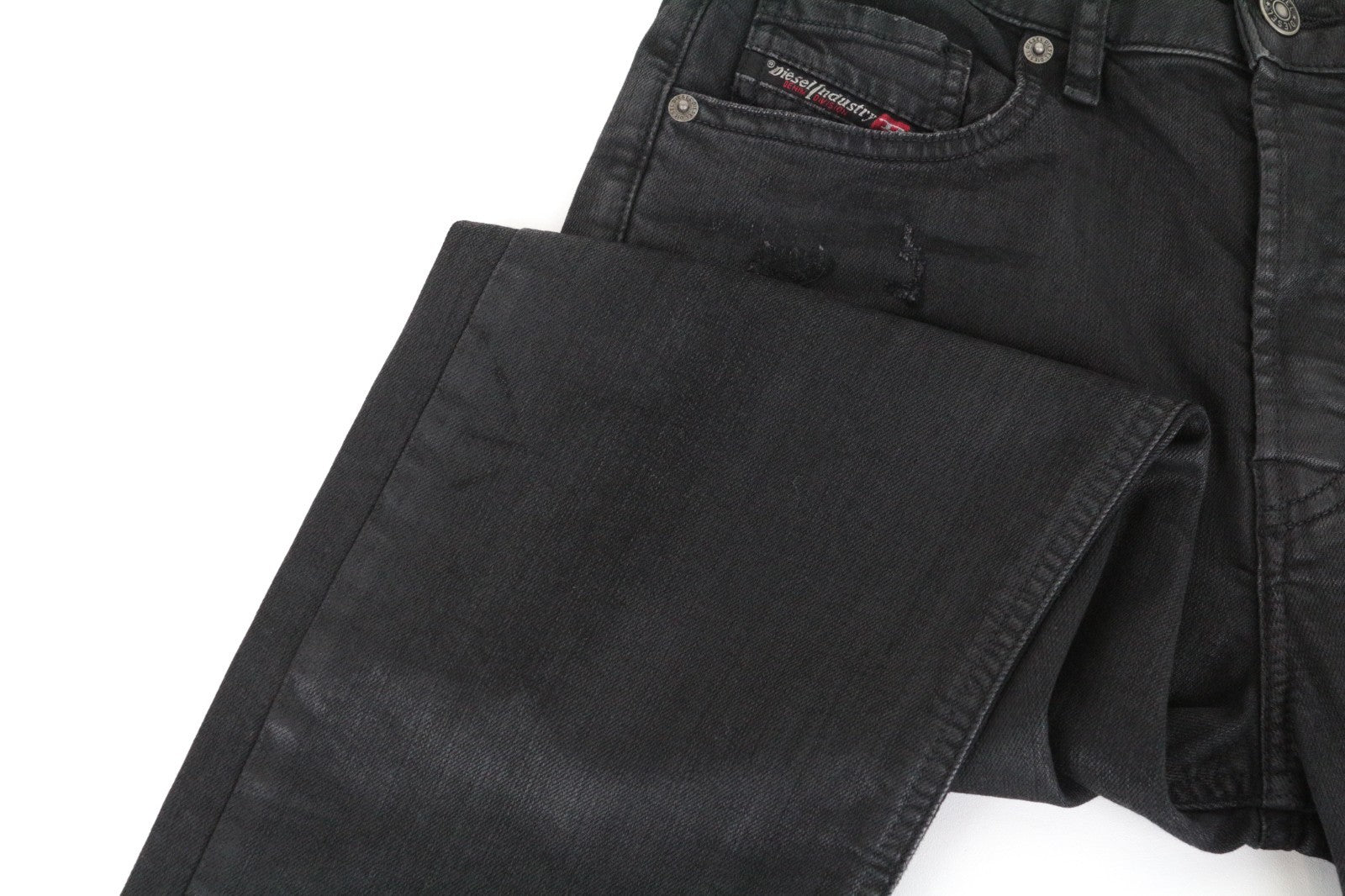 DIESEL Aryel 069JD Women Jeans W25/L32 Stretch Regular Straight Coated Black