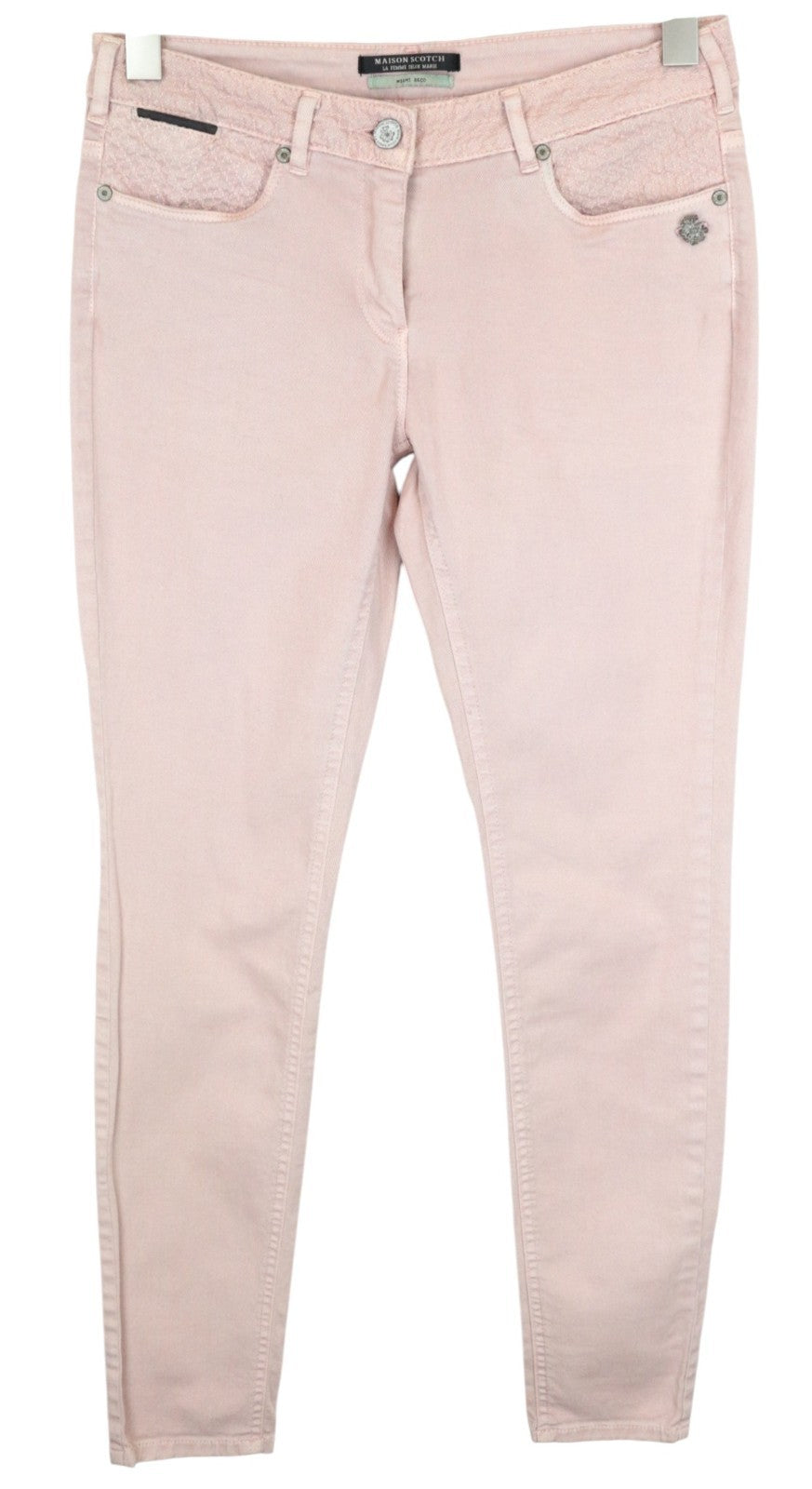 MAISON SCOTCH Women Jeans ~W30/L31 Light Pink Zipped Skinny Mid-Rise Classic~
