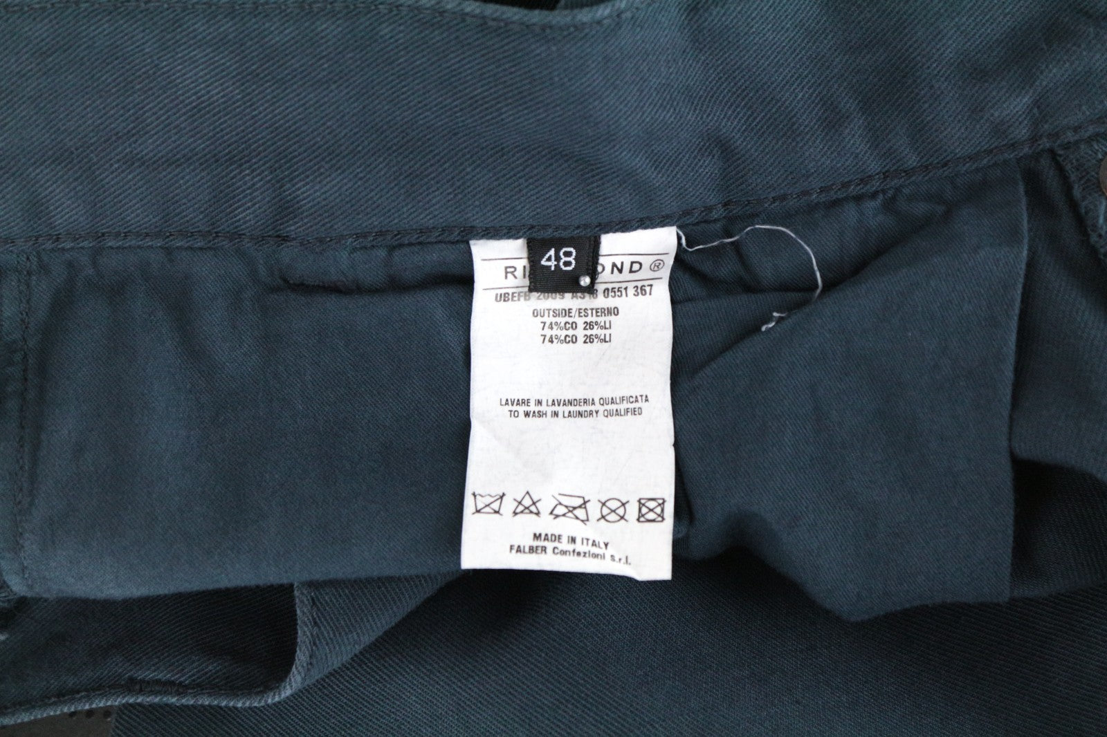 RICHMOND Men Trousers IT48 Loose Fit Buttoned Pleated Chino Classic Blue Linen