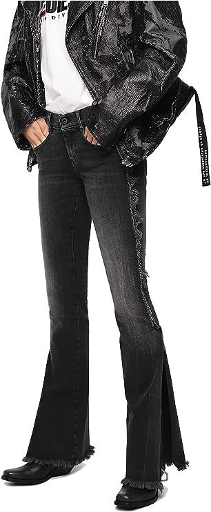 DIESEL D-Ebbey-F 081AH Women Jeans W26/L32 Bootcut Cotton Stretch Grey Slits