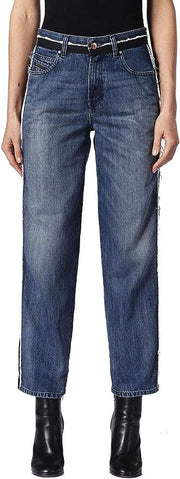 DIESEL Niclah-E 084TE Women Jeans W24/L32 Straight Cotton Blue Washed Girls