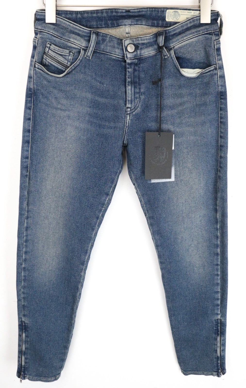 DIESEL Slandy-Zip 083AL Women Jeans W32/L32 Super Skinny Cotton Stretch Blue