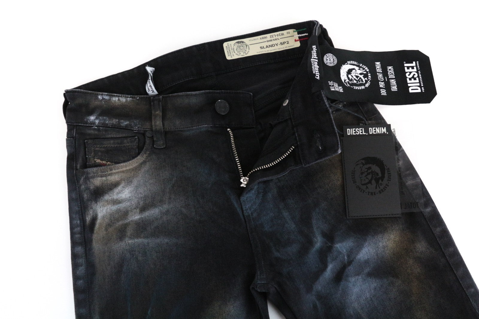 DIESEL Slandy-SP2 069IV Women Jeans W24/L32 Super Slim Skinny Grey Girl Stretch