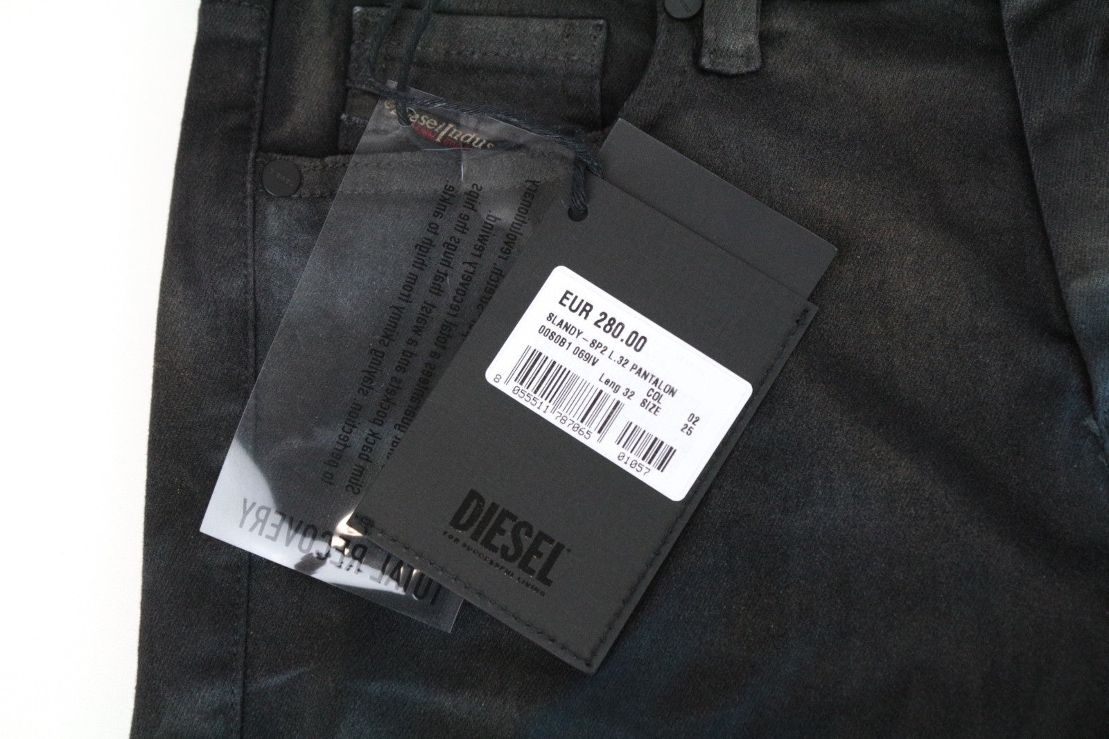 DIESEL Slandy-SP2 069IV Women Jeans W25/L32 Super Slim Skinny Fit Grey Stretch