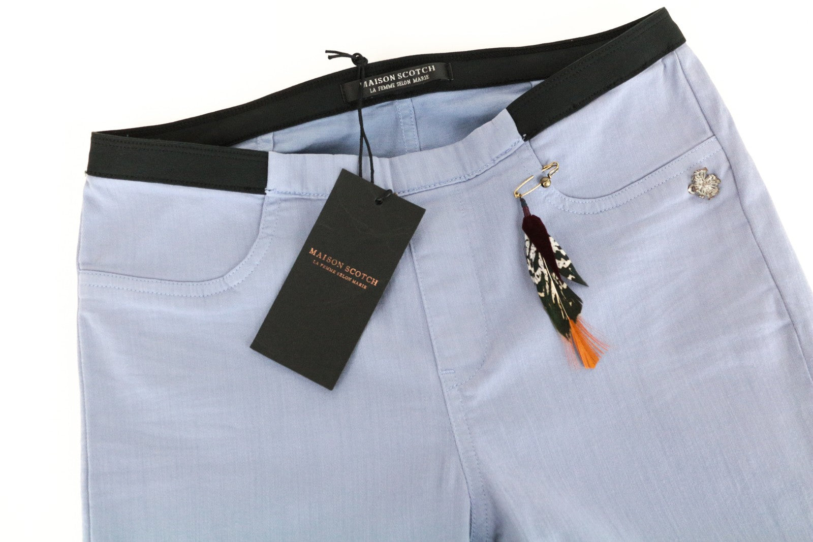 MAISON SCOTCH Women Trousers W27/L31 Blue Slim Fit Pull On Flat Front Casual
