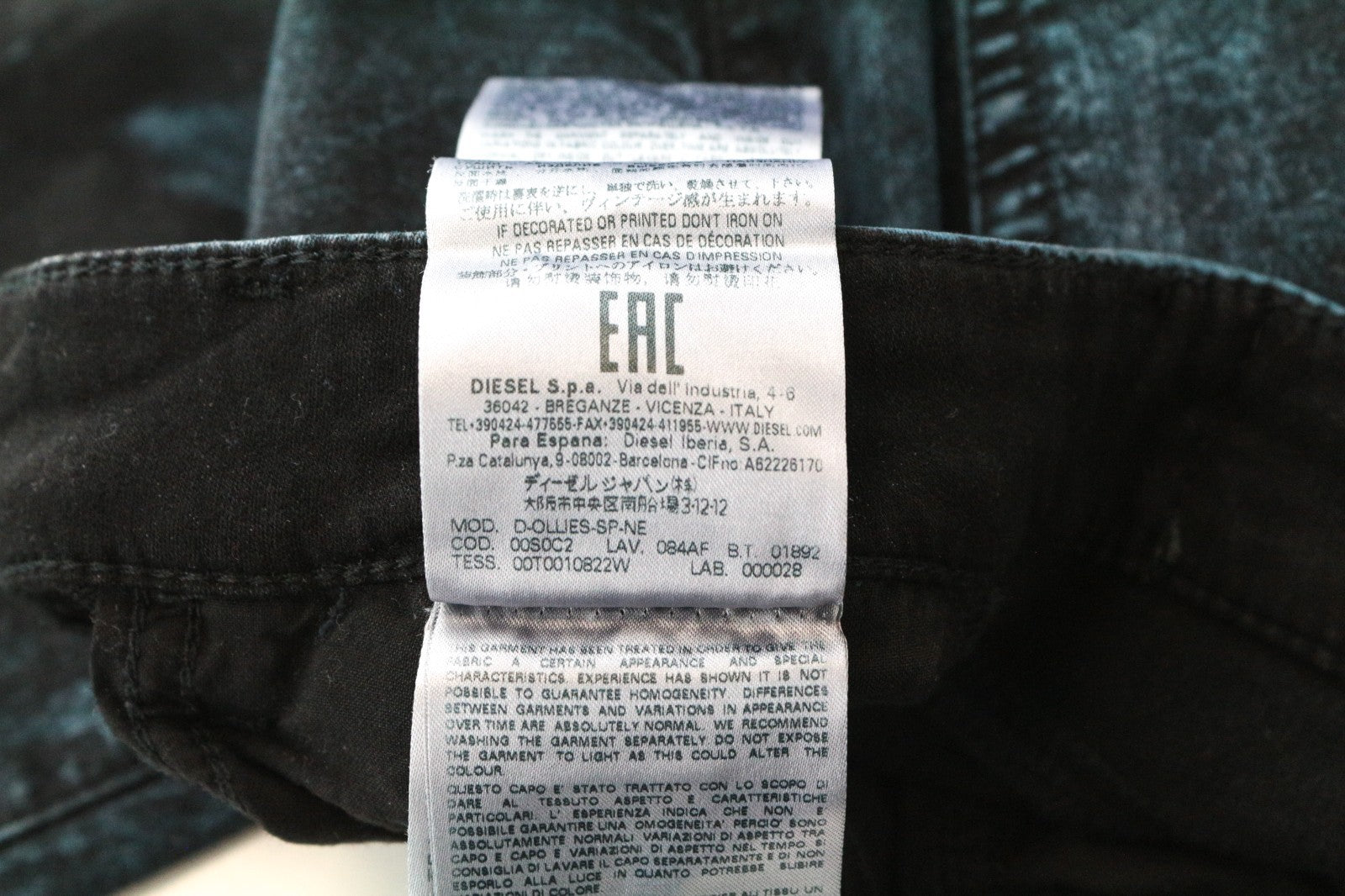 DIESEL D-Ollies-SP-NE 084AF Women Jeans W24 Sweat Jogg Slim Blue Girl Stretch