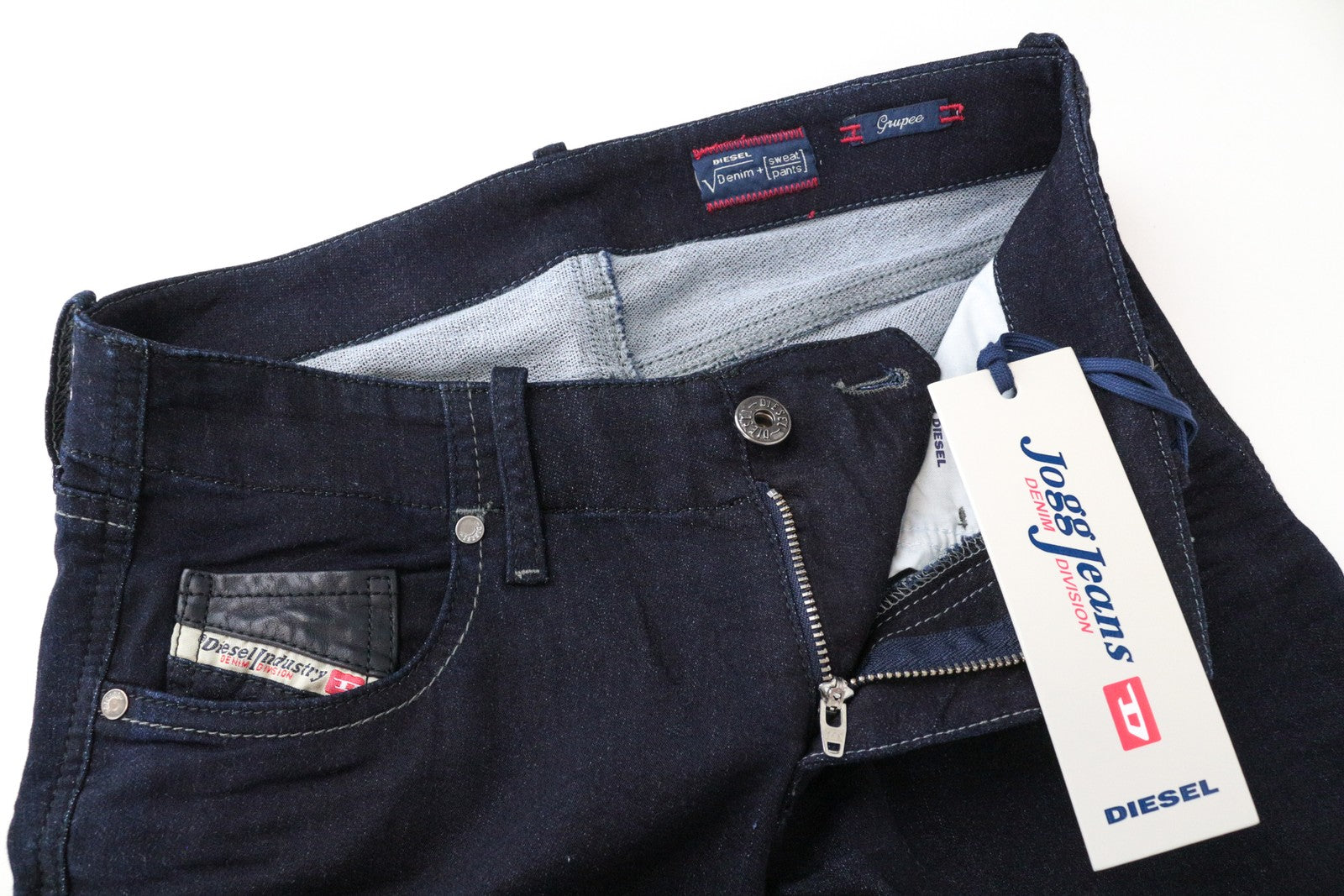 DIESEL Grupee-NE 0600V Women Jeans W25 Sweat Jogg Slim Navy Blue Cotton Stretch