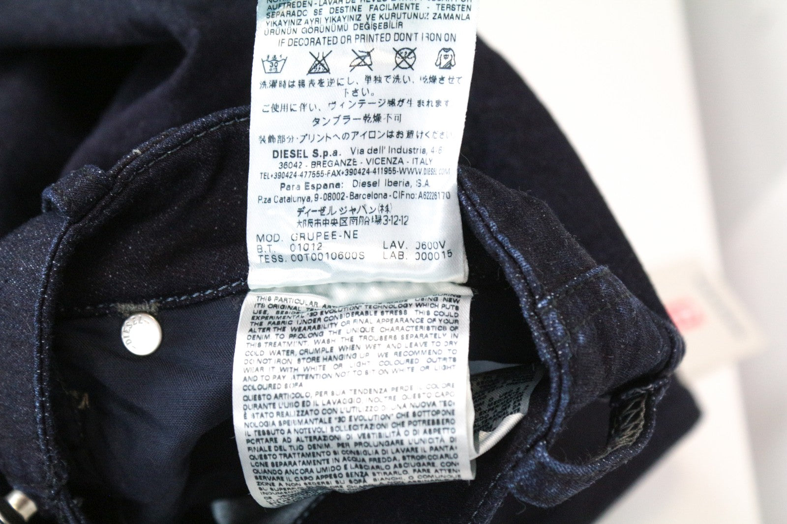 DIESEL Grupee-NE 0600V Women Jeans W25 Sweat Jogg Slim Navy Blue Cotton Stretch