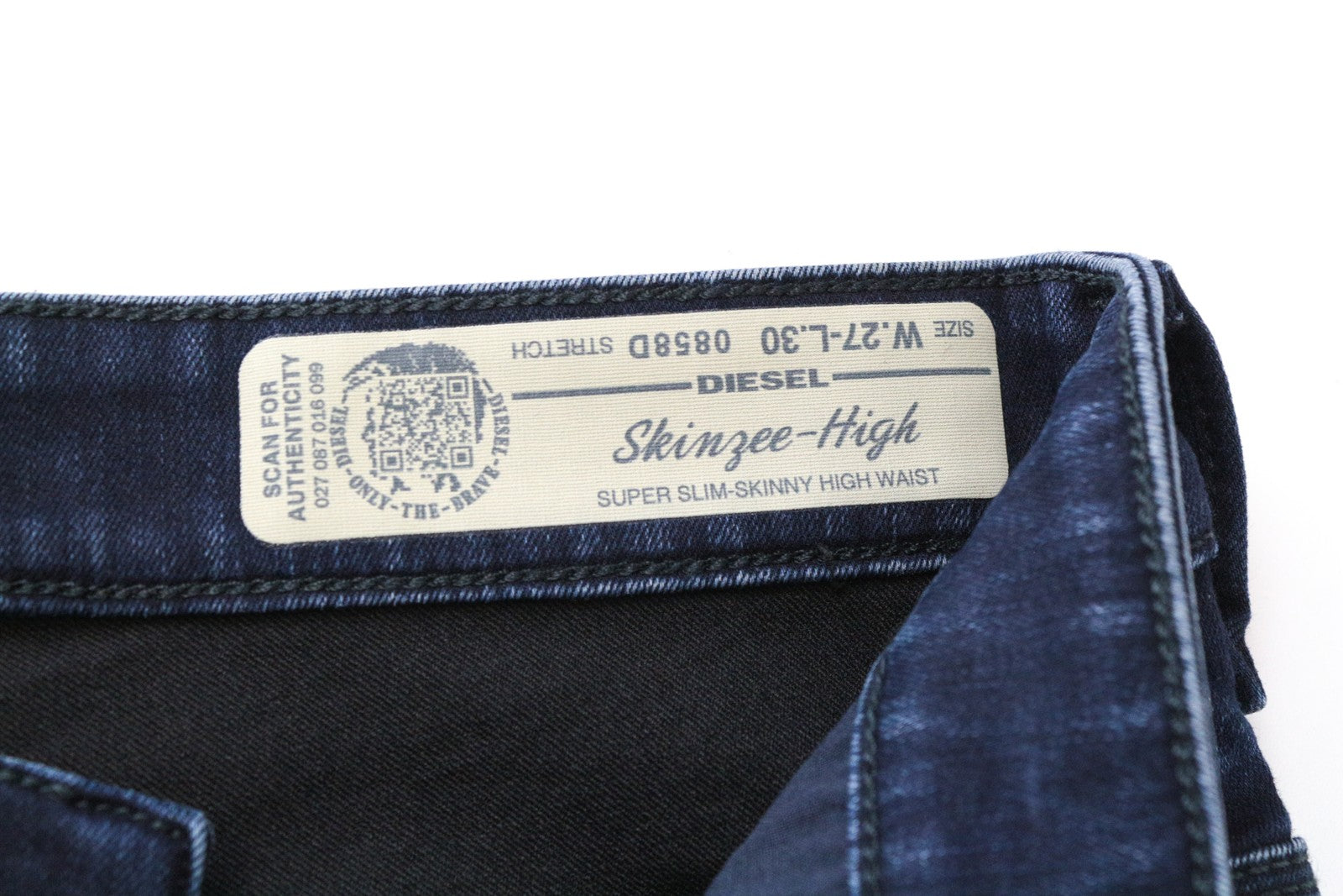 DIESEL Skinzee-High 0858D Women Jeans W27/L30 Super Slim Skinny Stretch Blue