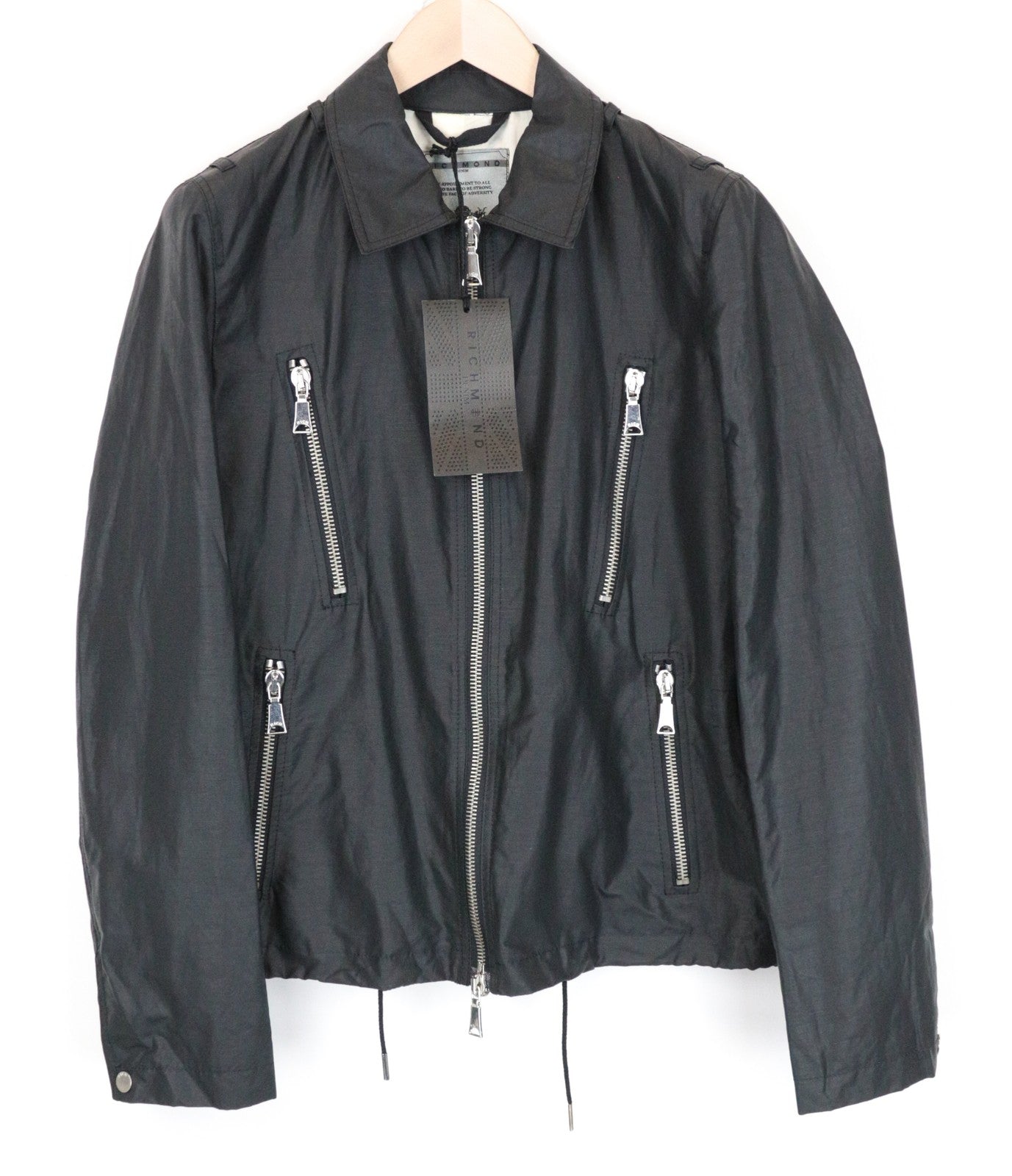 RICHMOND Men Jacket 48 M Black Linen Cotton Blend Lightweight Long Sleeved