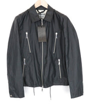 RICHMOND Men Jacket 48 M Black Linen Cotton Blend Lightweight Long Sleeved
